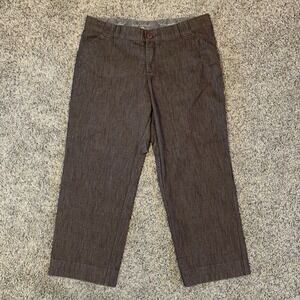 Lee No Gap Waistband Womens Pants Size 16 Medium Brown Wide Leg Trousers Stretch